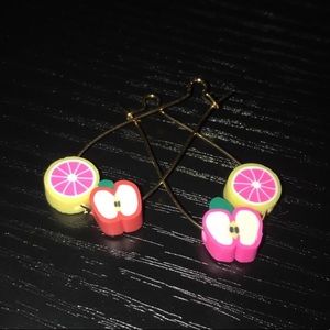 18k gold plated grapefruit and apple earrings
